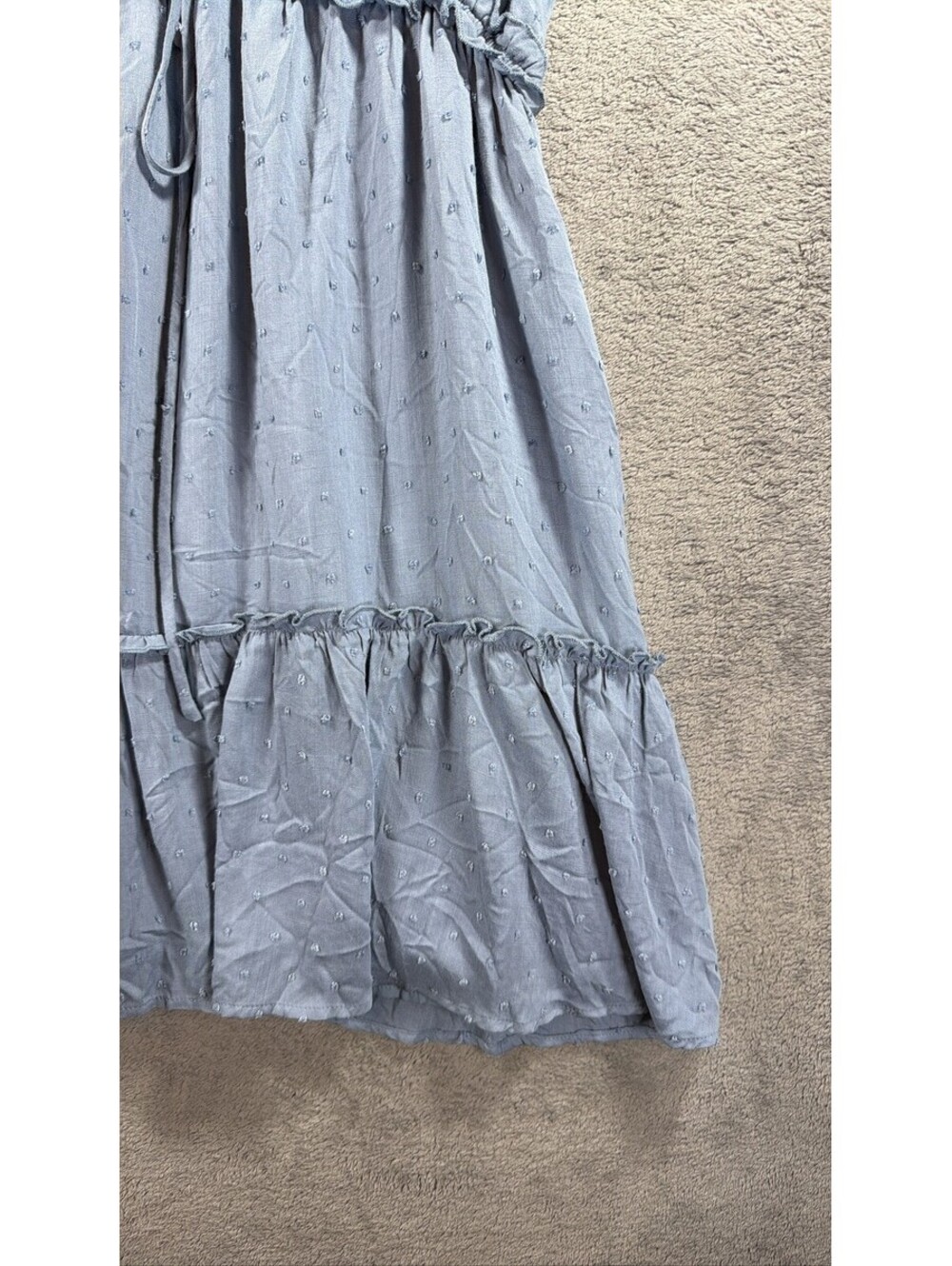 Lulus Blue Swiss Dot Tiered Mini Dress Sleeveless V-Neck Women Size XL - Picture 6 of 13